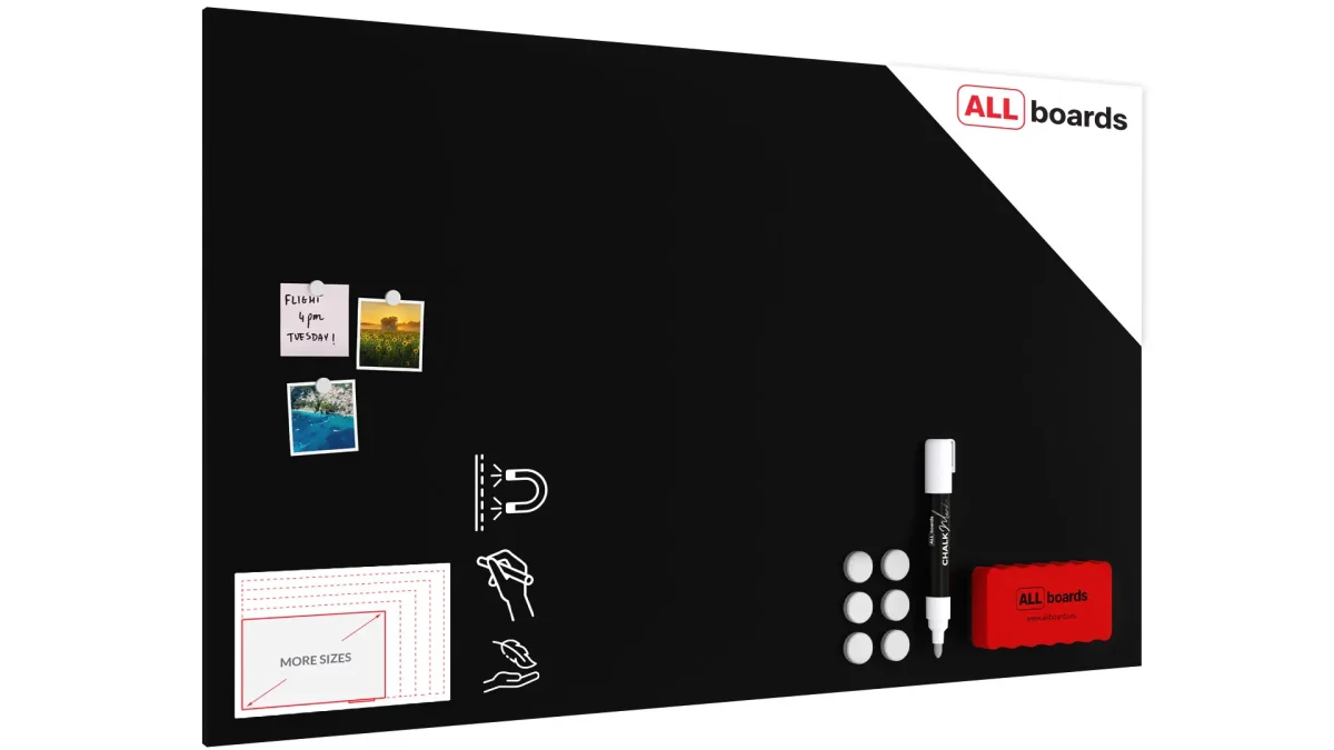 Tableau Magnétique en Métal à Craie Noir 150x90cm, MetalBoards pour tout type d’Aimants – Image 2